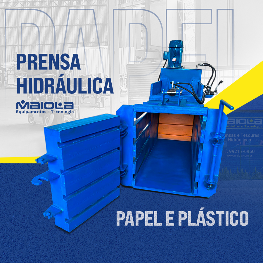 PRENSA HIDRÁULICA PAPEL E PLÁSTICO HORIZONTAL - MAIOLA