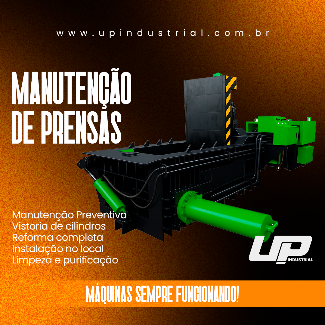 Manutenção de prensas e equipamentos para processamento de sucatas.