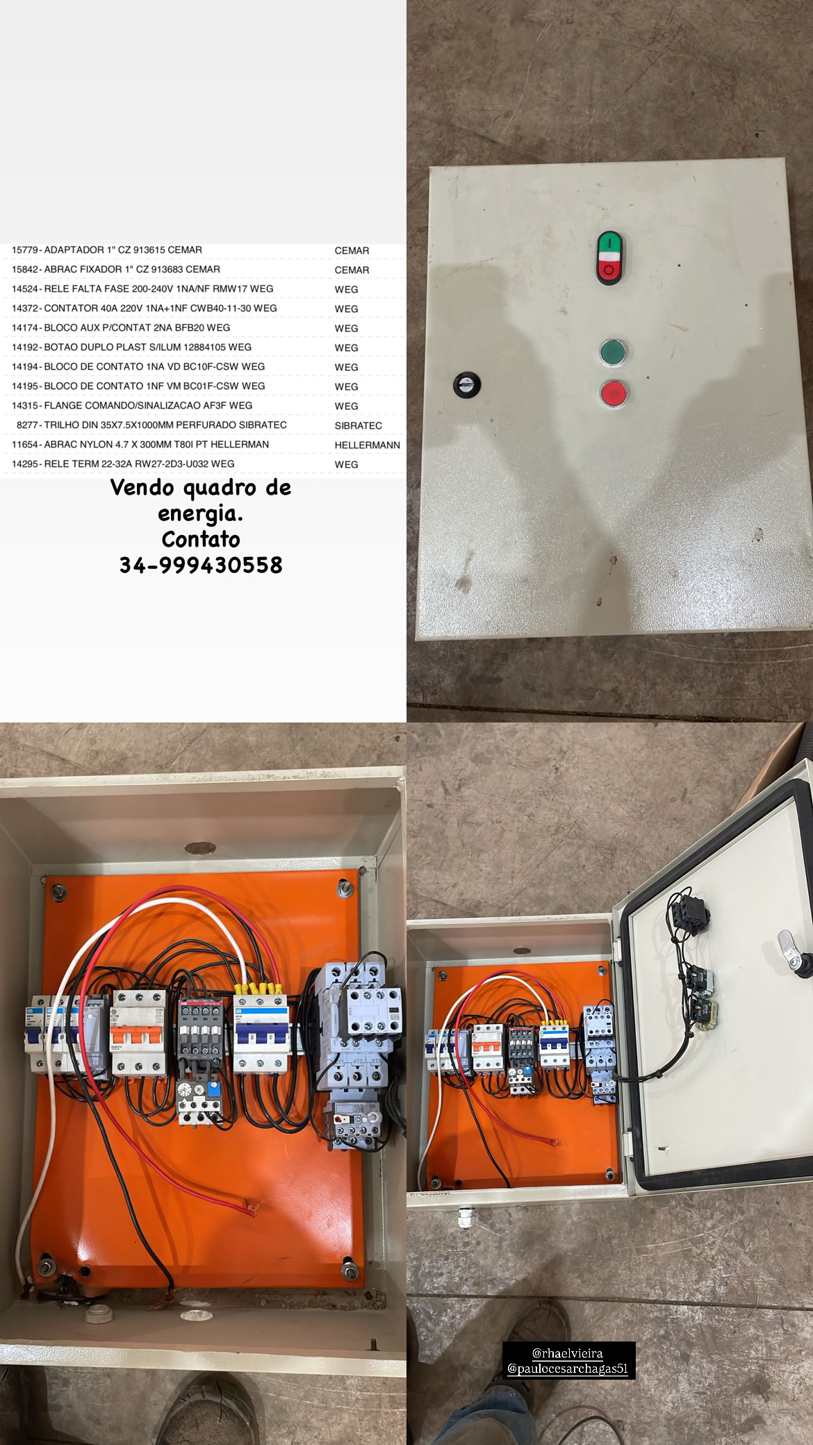 Quadro energia trifásico com conversor